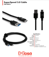 Hosa Type A - Type C USB 3 Kablo 1.8 m - USB-306CA