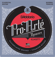 DADDARIO EJ45TT KLASİK GİTAR TEL SETİ, PRO-ARTE,DYNACORE, TITANIUM D'Addario EJ45TT Normal Tension Pro-Arte Dynacore Classical Guitar Strings (6-String Set, Titanium Trebles, 28 - 44)