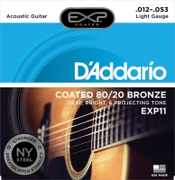 DADDARIO EXP11 AKUSTİK GİTAR TEL SETİ, EXP COATED, 80/20 BRONZE,    