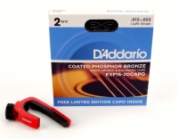 DADDARIO EXP16-2DCAPO (2 SET + CAPO HEDİYE) AKUSTİK GİTAR TEL SETİ, 12-53