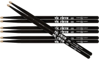 VICFIRTH P5AB.3-5AB.1 BAGET (3+1 ÇİFT), 5A WOOD BLACK PAINTED, HICKORY,  BAGET 3PR 5AB+1PR 5AB :VICFIRTH ABD