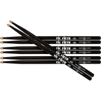 VICFIRTH P5BB.3-5BB.1 BAGET (3+1 ÇİFT), 5BB WOOD BLACK PAINTED (AĞAÇ SİY BAGET 3PR 5BB+1PR 5BB :VICFIRTH ABD