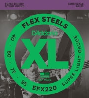 DADDARIO EFX220 BAS GİTAR TEL SETİ, FLEXSTEELS, SUPER LIGHT GAUGE,  