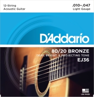 DADDARIO EJ36 AKUSTİK GİTAR TEL SETİ 12 TELLİ, ( .010-.047) LIGH  